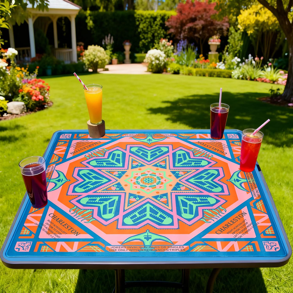 SHIYUE Mahjong mat includes a durable mesh bag for simple storage and travel.