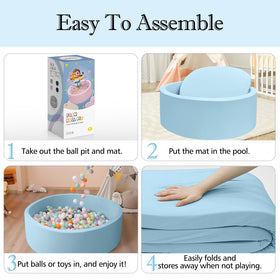 SHJADE foam pit arrives vacuum-packed; reshape guidance enhances full round play space.