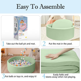 SHJADE removable washable cover on green ball pit for easy cleaning