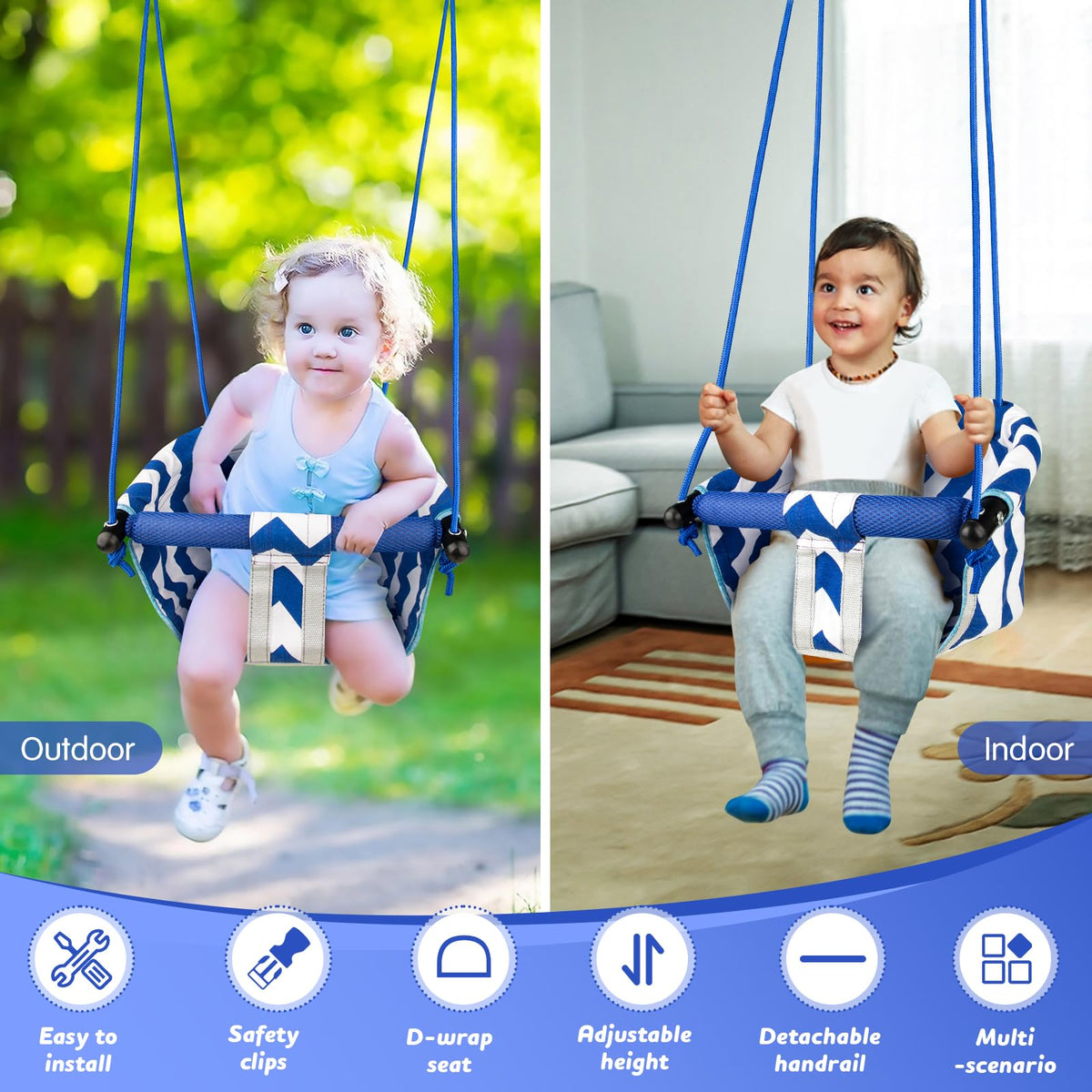 Shker Toddler Swing seat with soft cushions for cozy seating.