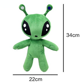 Shontay alien plush toy with child, a gentle playtime companion
