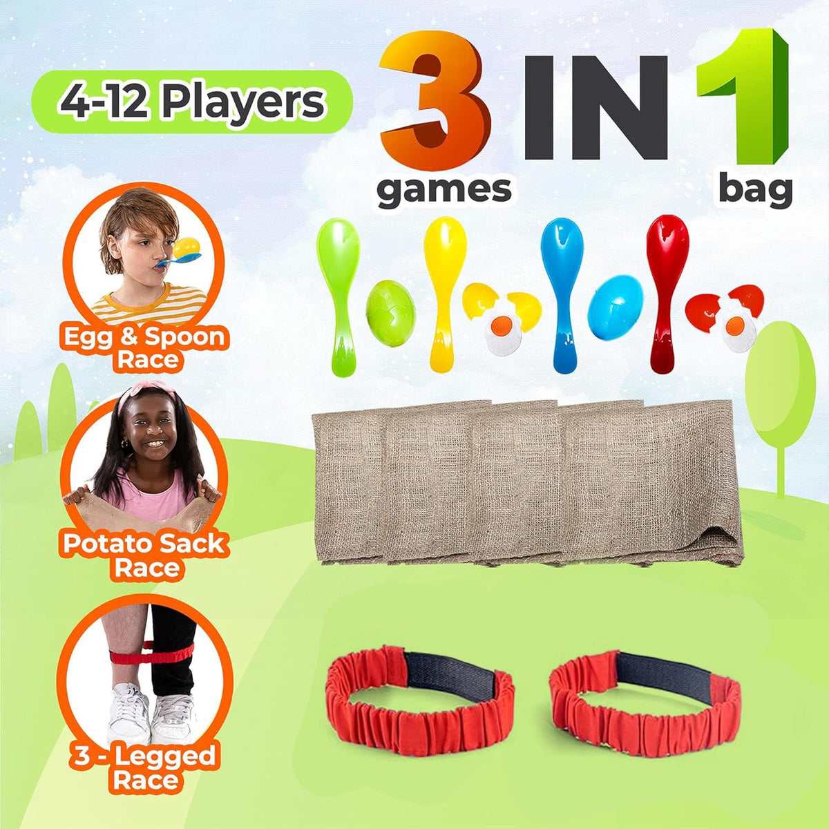 Shop Square potato sack race bags sized 23x40 for kids and adults