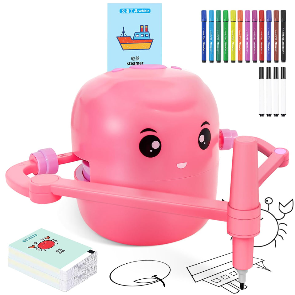 Shovira drawing robot guides kids through card prompts to sketch step by step.
