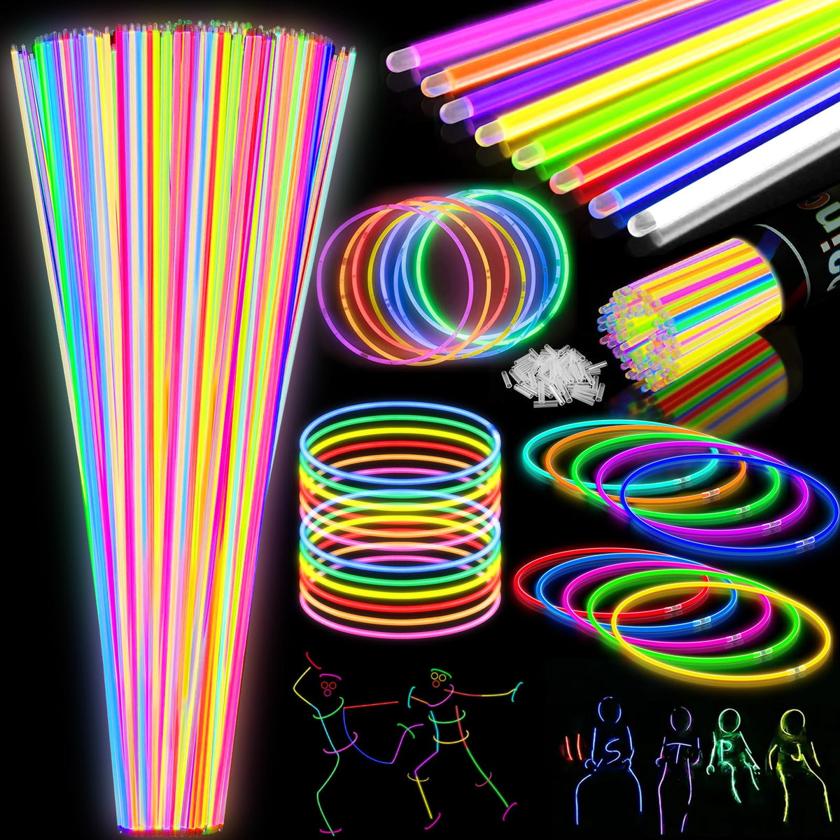 SHQDD 100Pcs Glow Sticks 22in bulk for vivid night time visibility and party ambiance