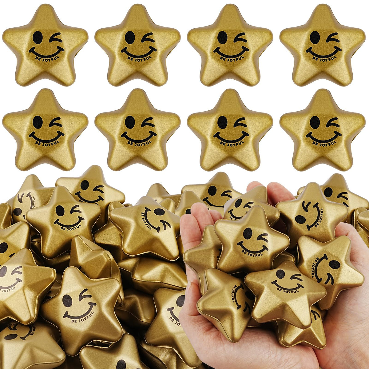 SHQDD gold star stress balls bulk, a desk-friendly option for quick mood lift and focus.