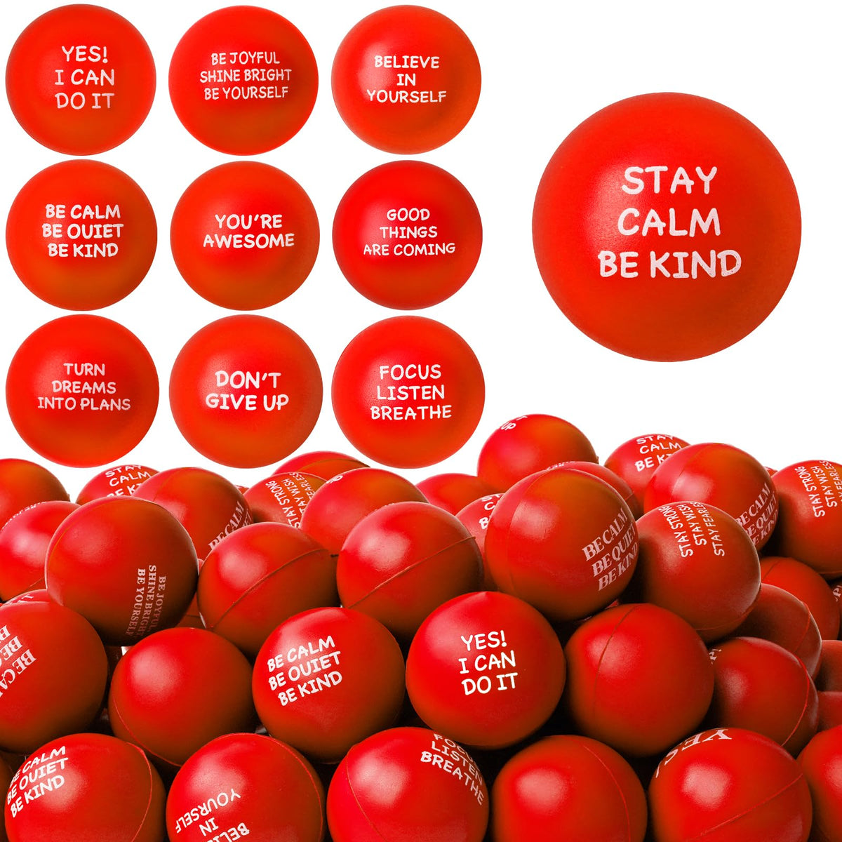 SHQDD 54pcs stress balls set offers portable fidget relief for desk, classroom, or office.