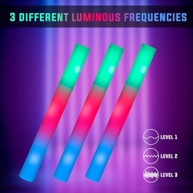 SHQDD long-lasting glow foam stick with on/off for battery saving.