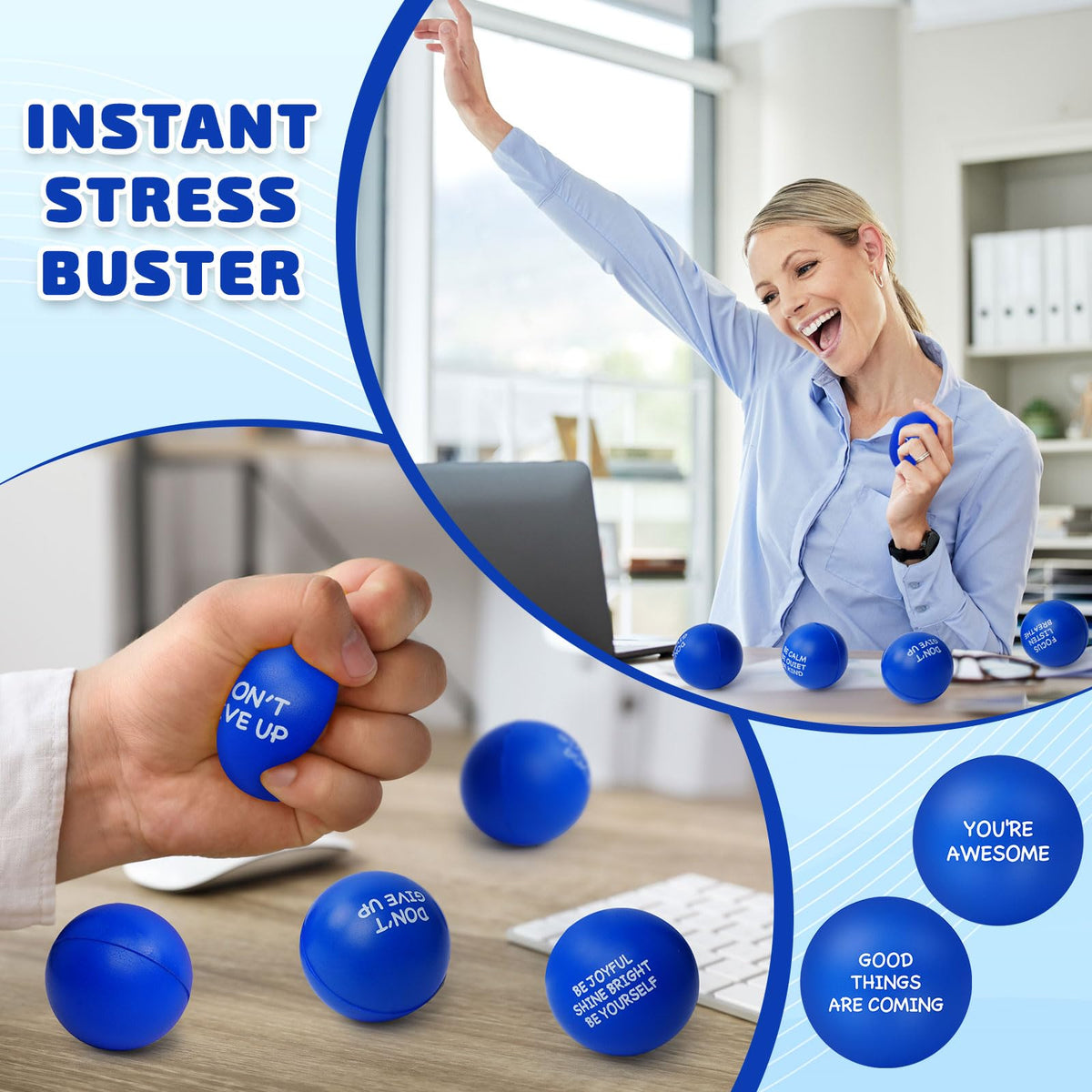 SHQDD cobalt energy stress ball energizes hands during quick break sessions