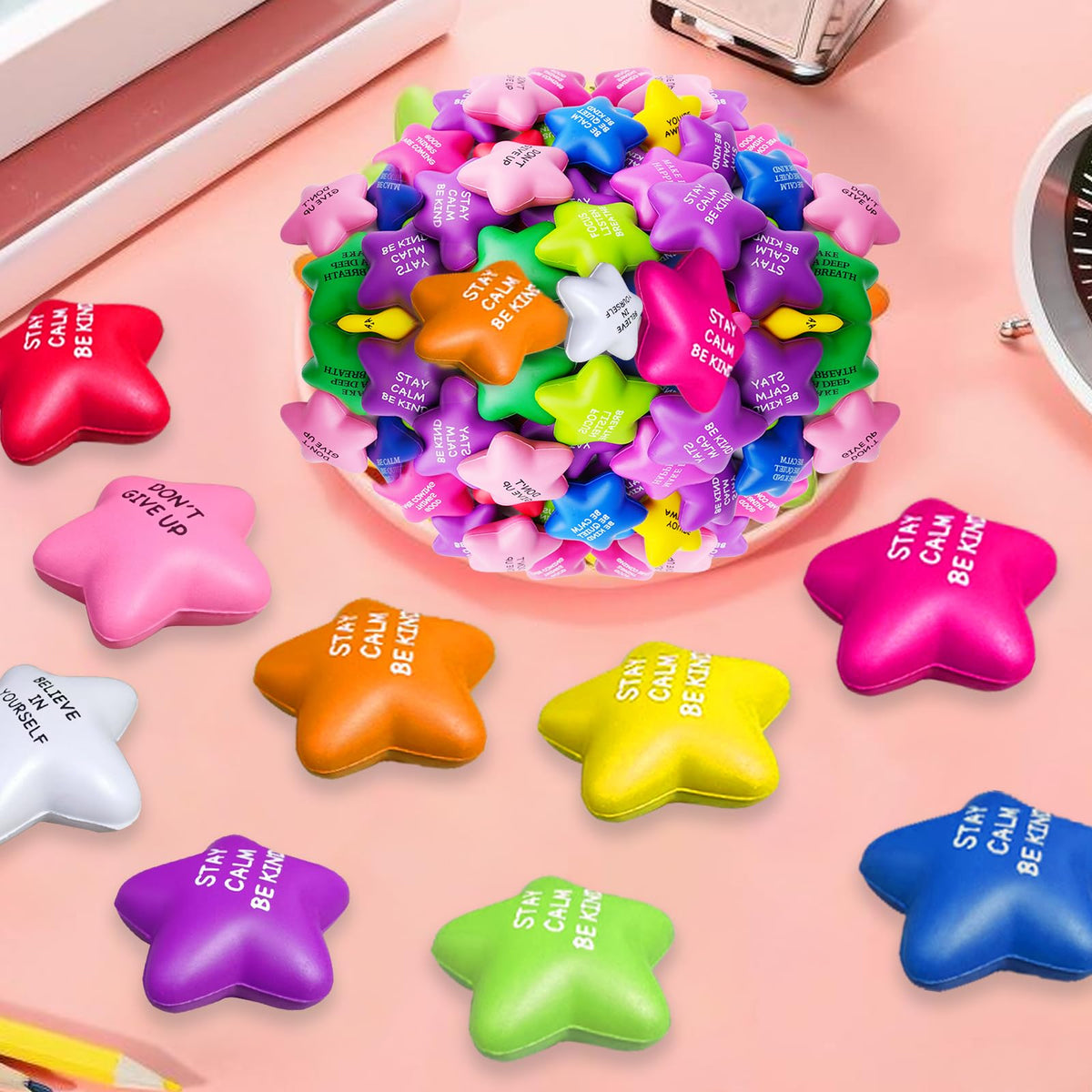SHQDD colorful star stress balls provide mood-boosting color appeal for kids.