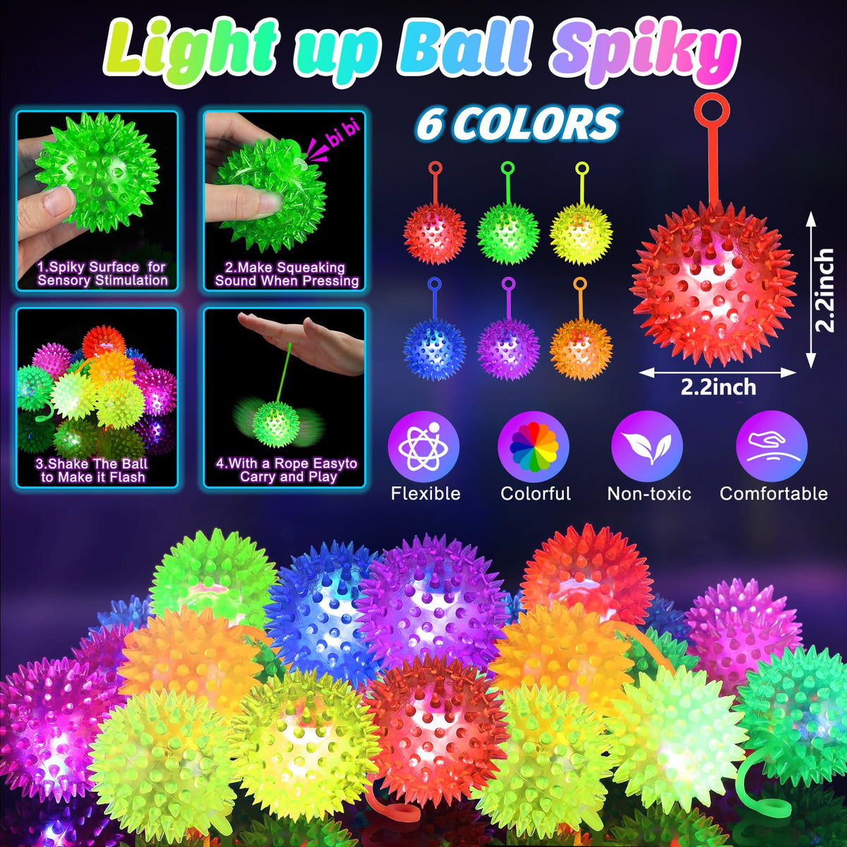SHQDD flashing squeaky orange ball enhances tactile play and festive glow.