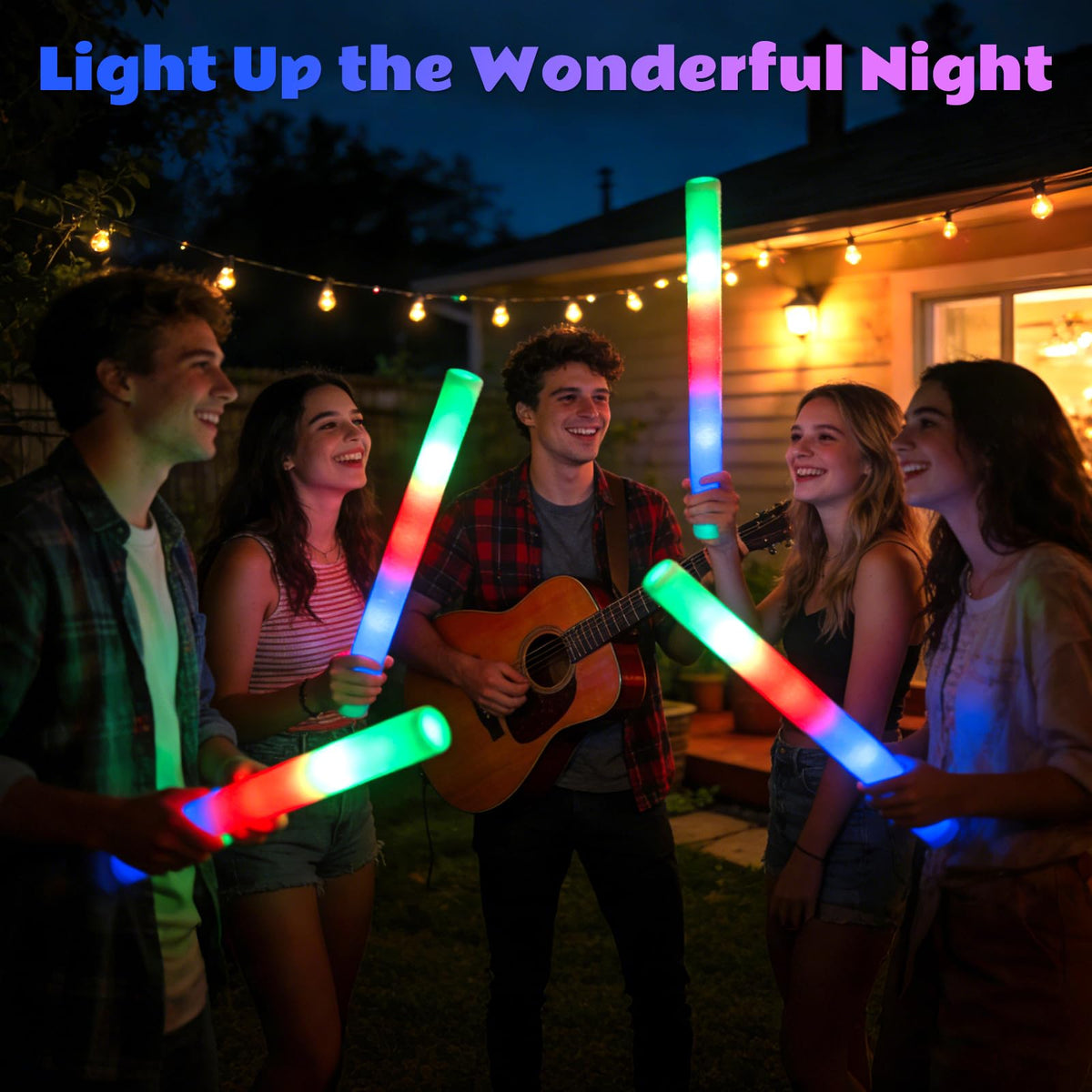 SHQDD foam glow sticks showing three modes for ambiance