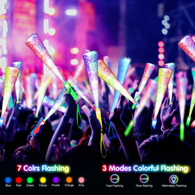 SHQDD glow fiber optic stick closeup shows multicolor LEDs for vibrant ambience.