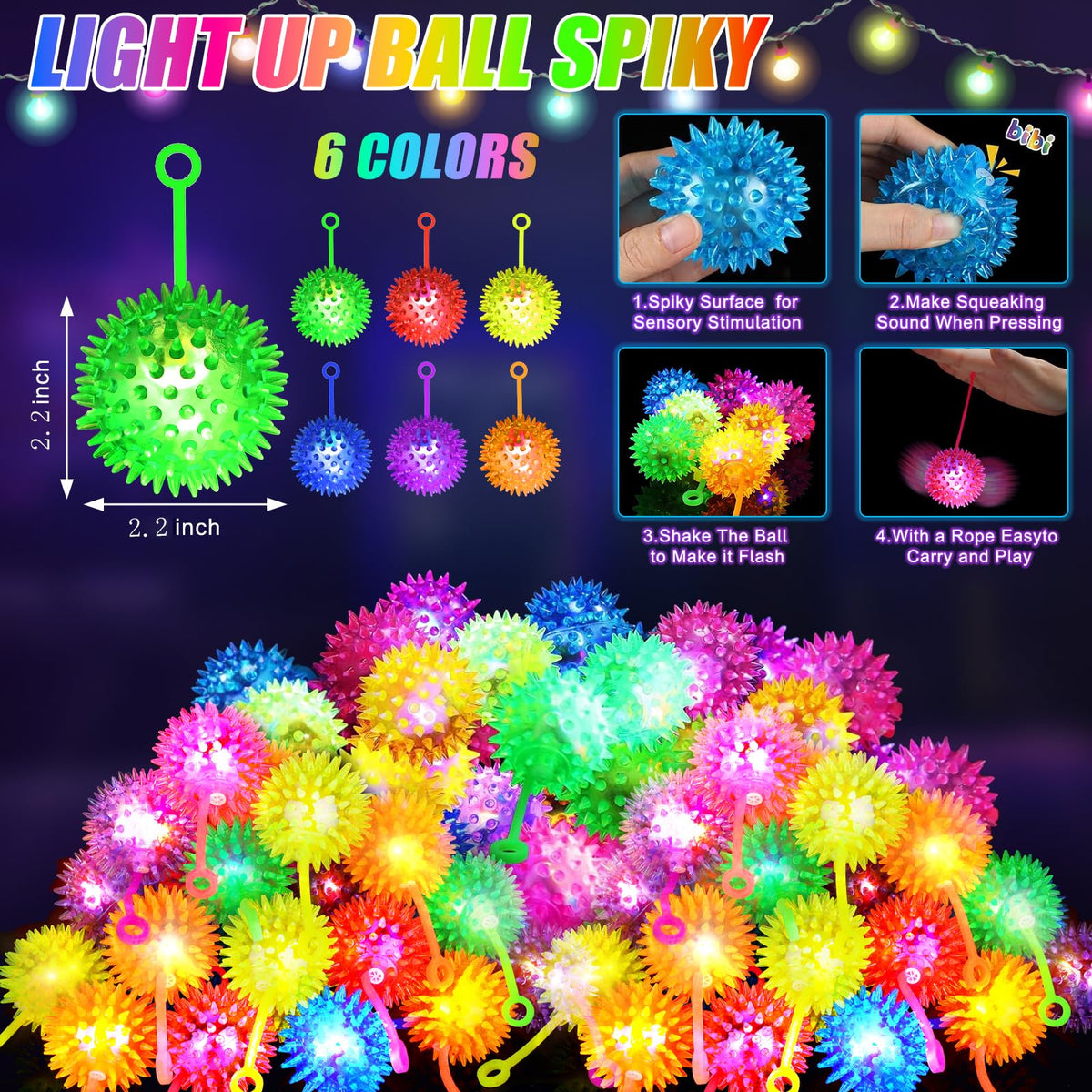 SHQDD glow-in-the-dark spiked ball with soft rubber for safe play