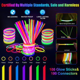 SHQDD glow stick bracelets with connectors for easy sharing at parties.