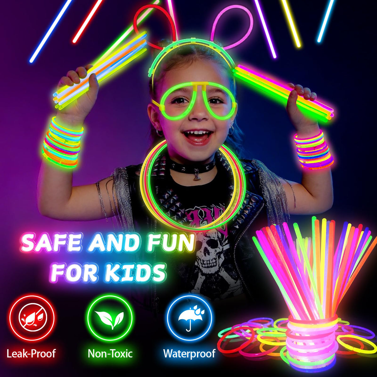 SHQDD glow stick bracelets show bright color for festive wristwear.