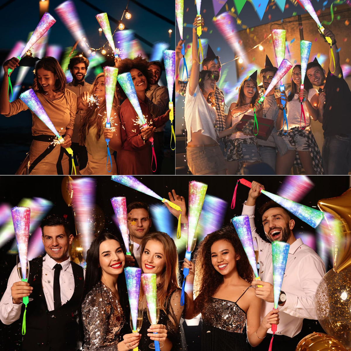 SHQDD glow wands with replaceable batteries for long events and parties.