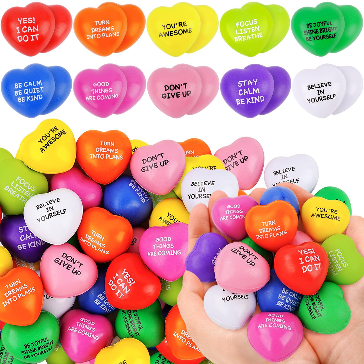 SHQDD heart stress balls 100pcs bulk pack for giveaways and classrooms