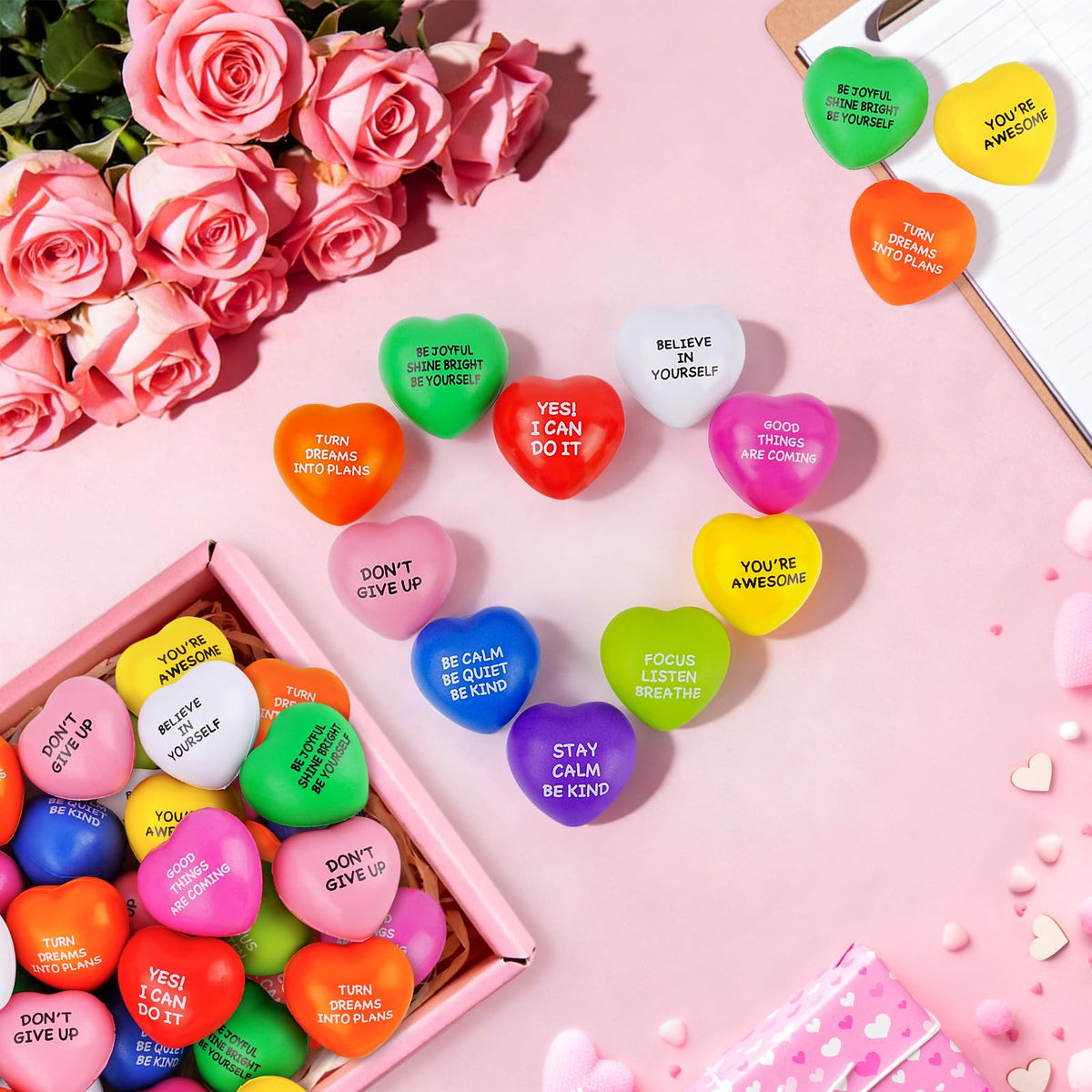 SHQDD heart stress balls with smiley design for quick mood lift during meetings