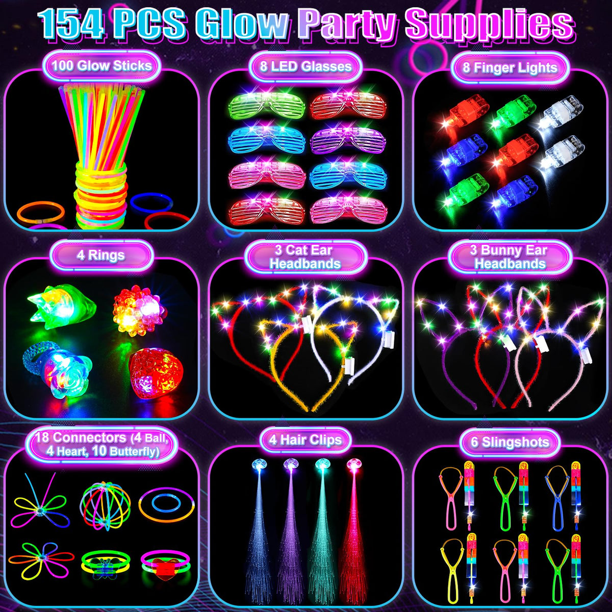 SHQDD LED glasses glow for hands-free visibility at concerts and parties