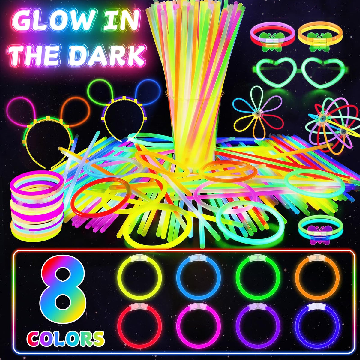 SHQDD neon glow stick connectors let you quickly make bracelets and necklaces.