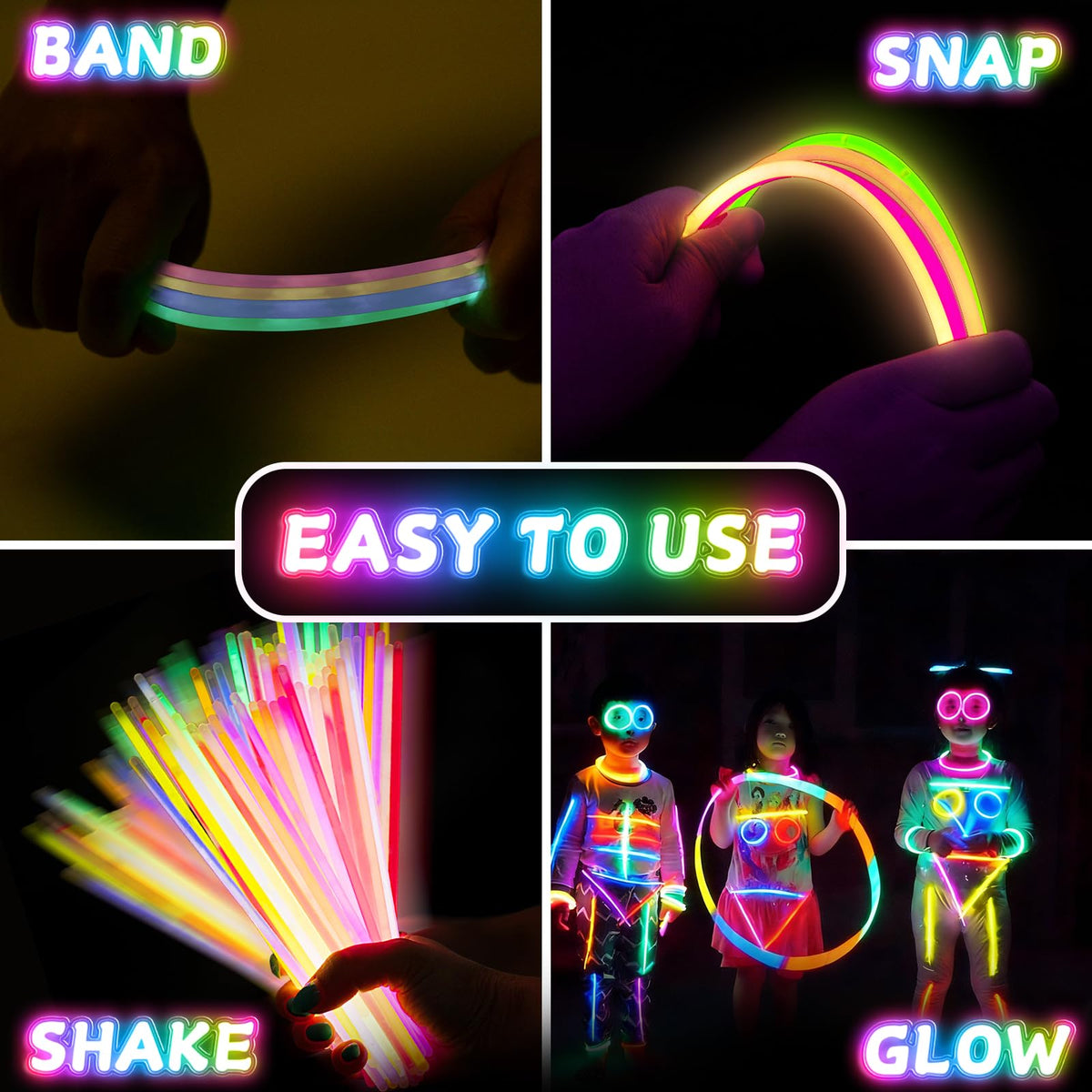 SHQDD glow sticks are safe for ages five and up.