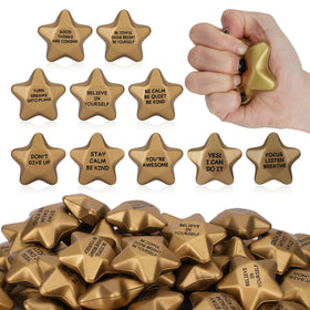SHQDD star stress ball in gold, 2.16 inches, palm-sized for quick tension relief.