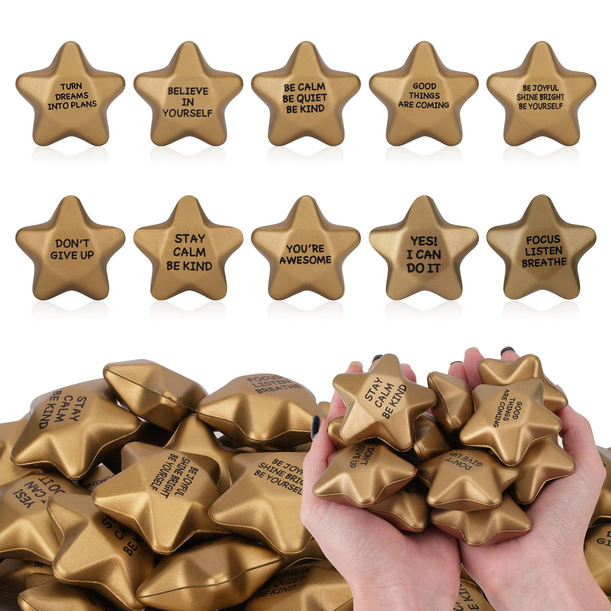 SHQDD star stress ball gold 48-pack shown for office and classroom use