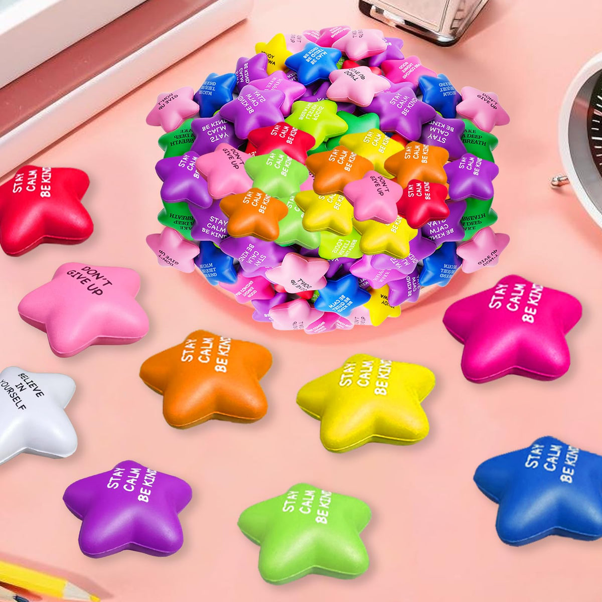 SHQDD Star Stress Balls in multi-color hues for vibrant mood boosts and visual appeal.