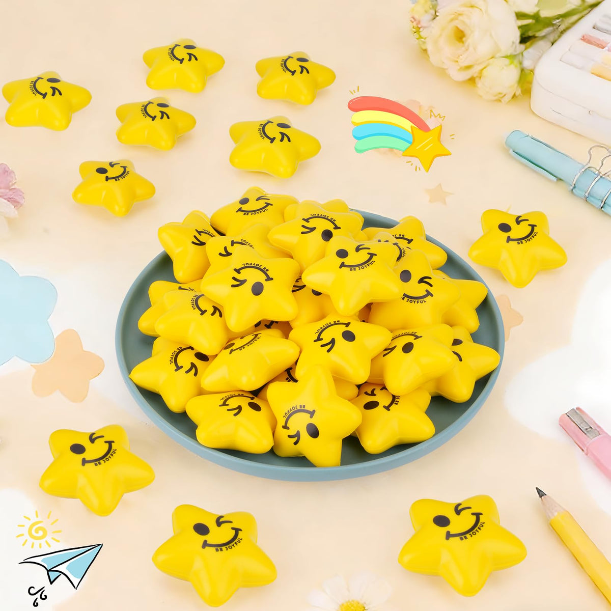 SHQDD bulk stress balls, 36 pieces, ideal for classrooms and group activities.
