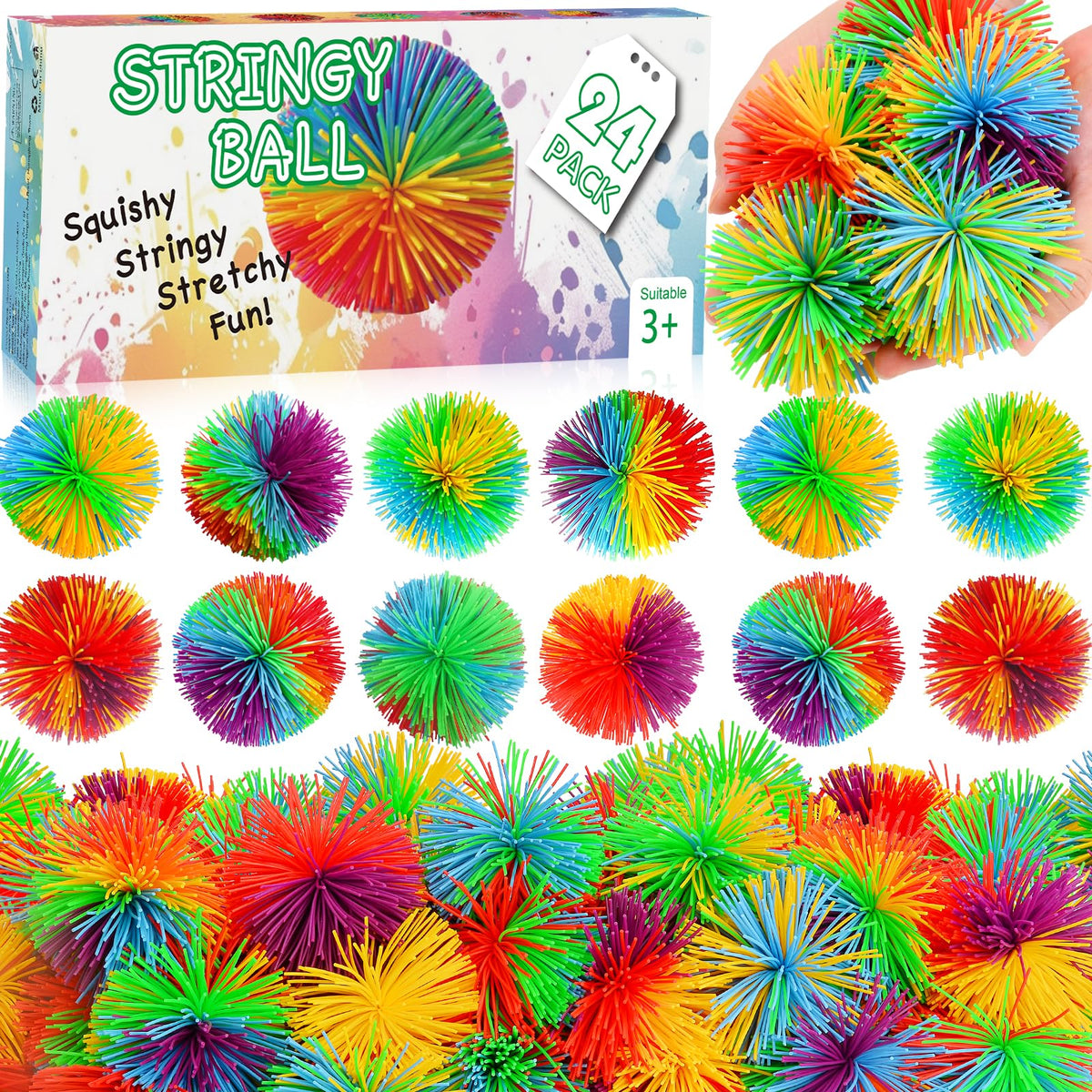 SHQDD stringy balls 24-pack offer tactile fun for kids during play