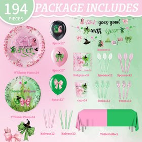 SHQPTYY 194pcs pink and green balloons for vibrant witch party decor and photo moments.