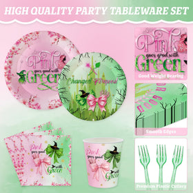 SHQPTYY pink and green tablecloth to complete the magical setup and simplify cleanup.