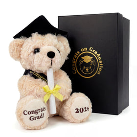 SHSEEN Class of 2026 graduation bear in a gold-foil box, ideal keepsake gift.