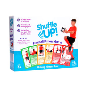 Shuffle Up soccer card pack cover with vibrant kids' play cards.