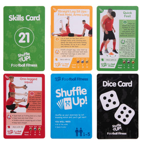 Shuffle Up skill cards laid out for dribbling practice.