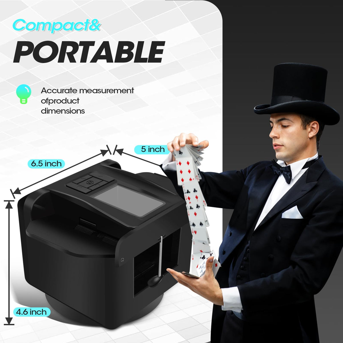 ShuffleBox G1 Pro sleek black design blends with table setups.