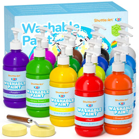 Shuttle Art 14-color washable paint set in pack shot for kids crafts
