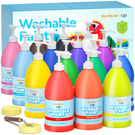 Shuttle Art 15-color washable paint bottles with pump for large art projects.