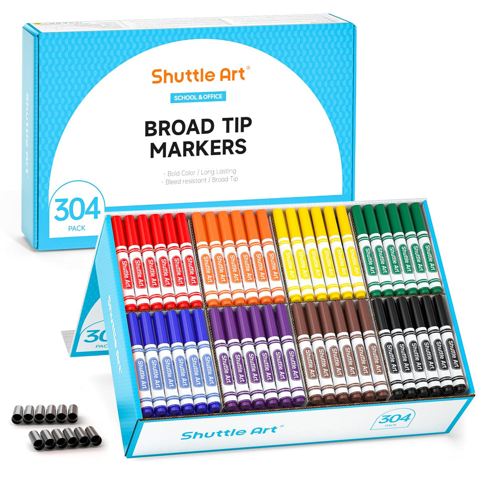 Shuttle Art 304-pack washable markers box for organized storage and quick setup