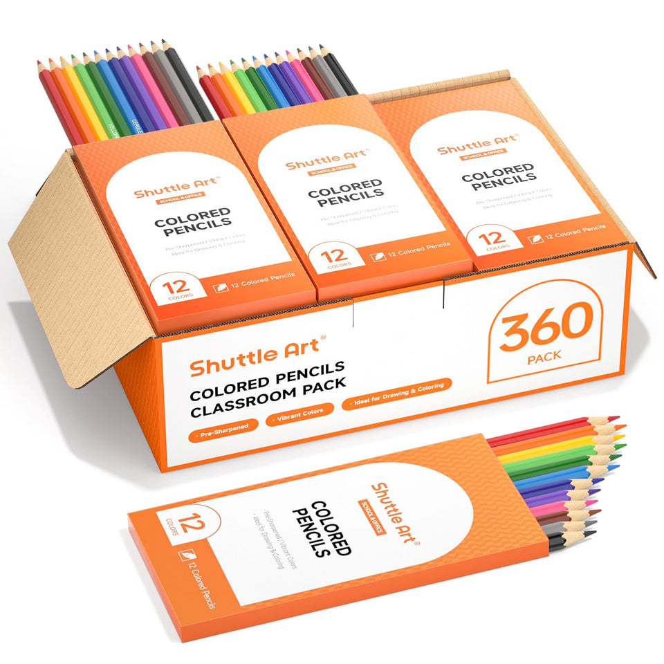 Shuttle Art 360 PCS colored pencils collection in bulk for group projects.