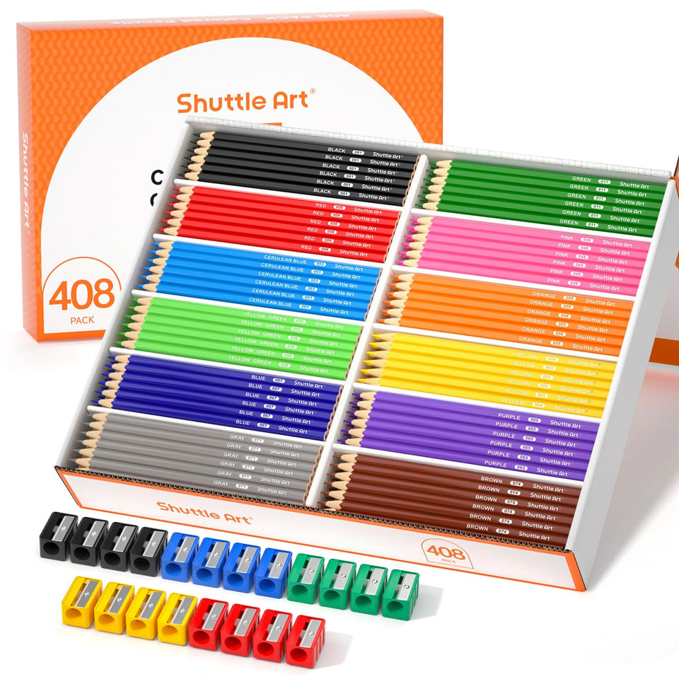 Shuttle Art 408-pack colored pencils with vivid pigments for classroom coloring sessions