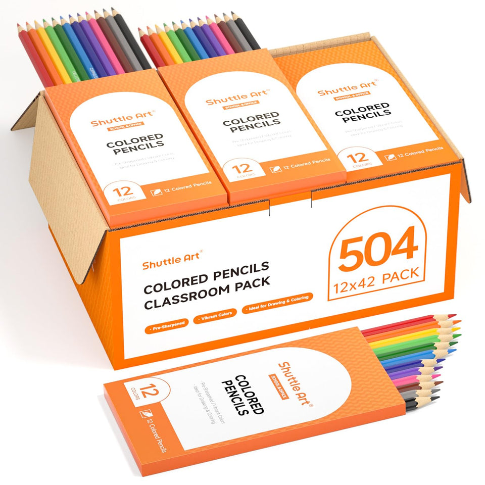 Shuttle Art 504-pack-assorted-colors pencils offer vibrant colors for classroom activities.