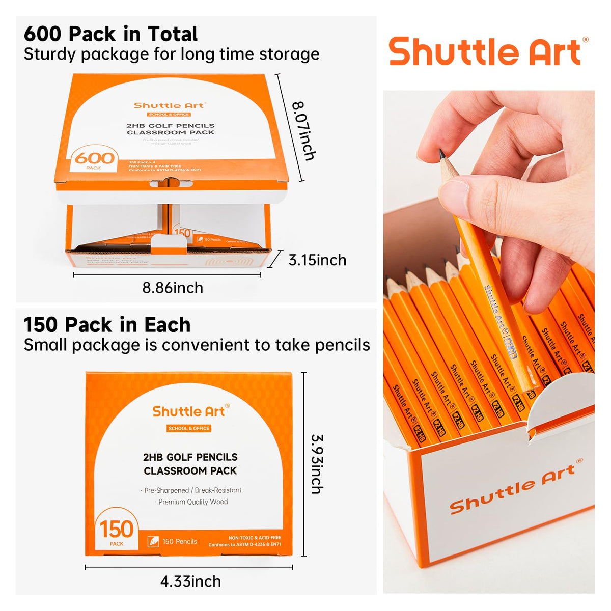 Pre-sharpened Shuttle Art HB mini pencils ready for immediate use.