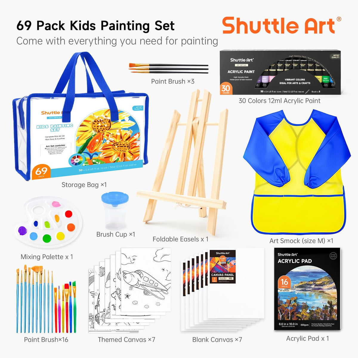 Shuttle Art 30 colors acrylic paint with rich pigments for vibrant art
