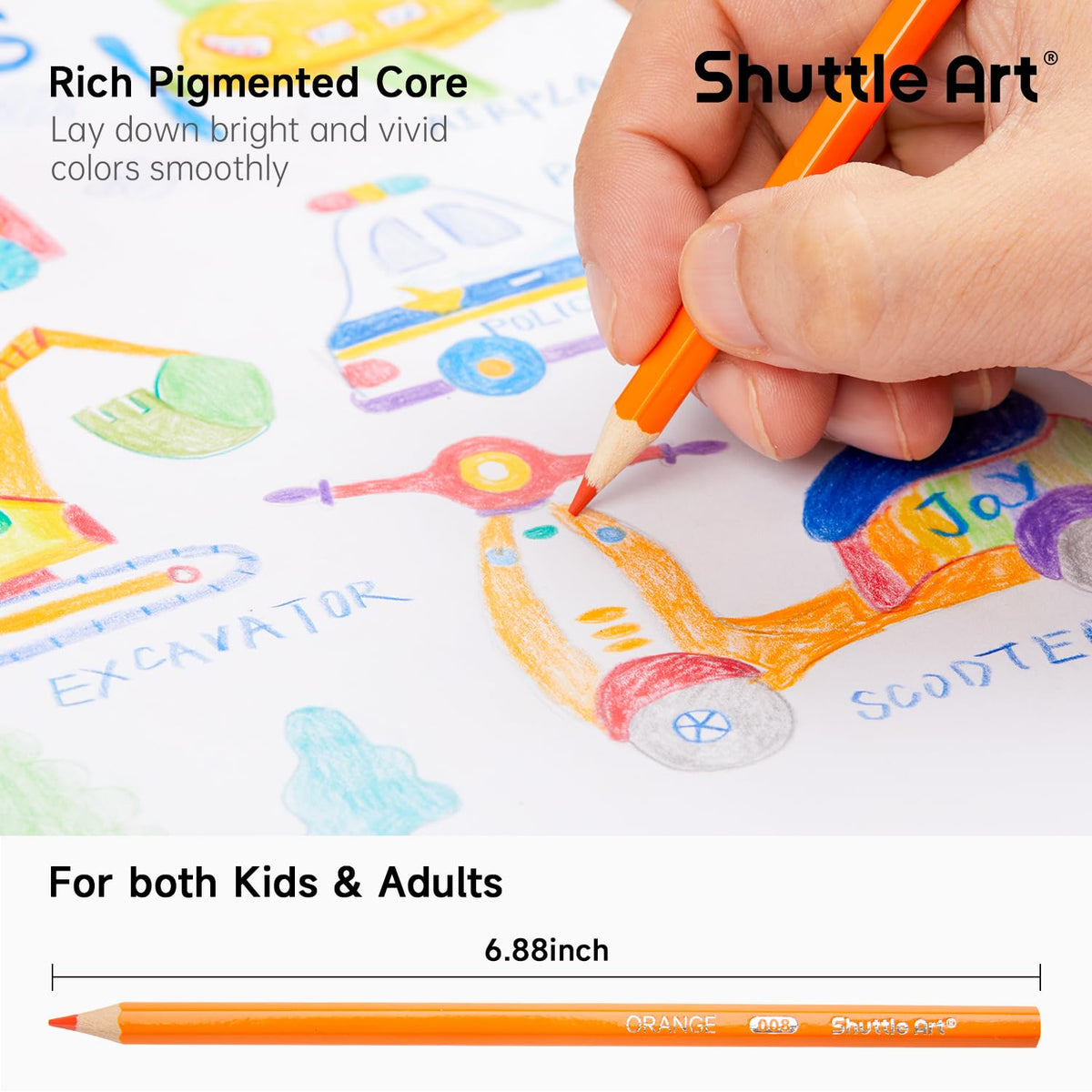 Shuttle Art 720 basswood pencils crafted for smooth sharpening and steady performance.