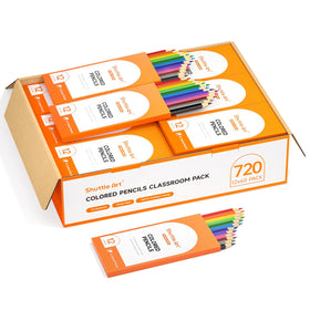 Shuttle Art 720 pencils in a stacked display, ready for classroom coloring.