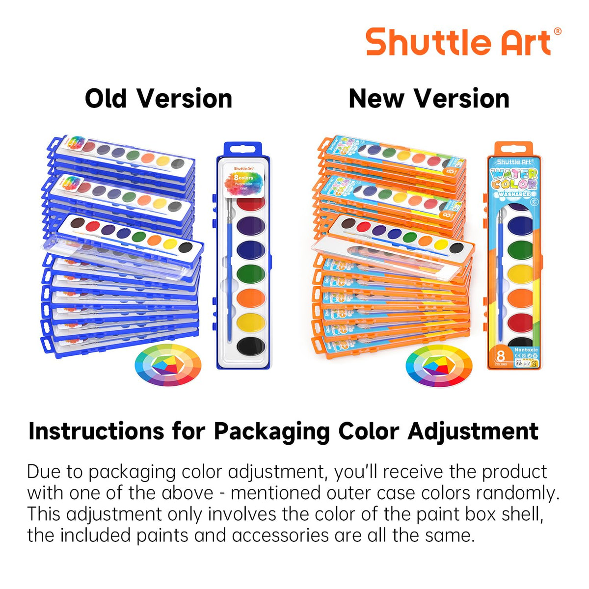 Shuttle Art 8-color watercolor set with bright pigments for vivid washes.