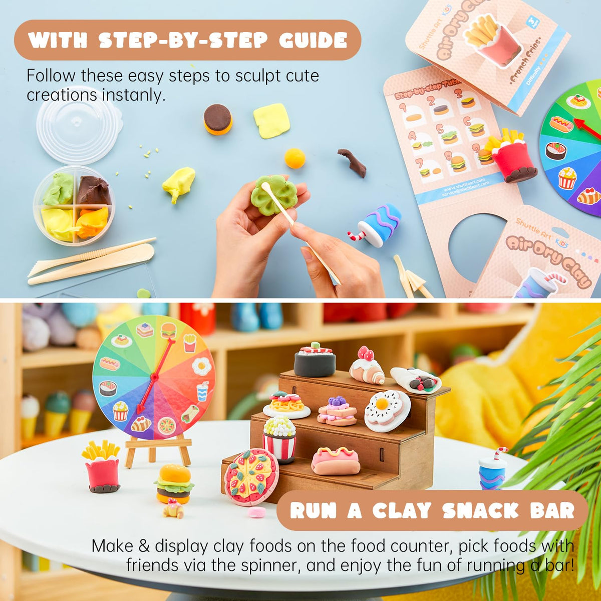 Shuttle Art wooden food counter boosts imaginative pretend-store setups.