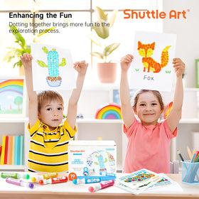 Shuttle Art packaging highlighting color range and activity value