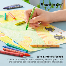 Shuttle Art pre-sharpened crayons wrapped to keep little hands clean during crafts.